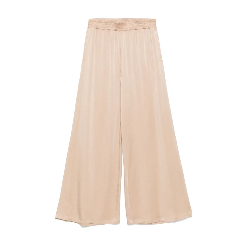 Fabiana Filippi Women's Beige Elasticated Waist Trousers With Pockets - Wide Trousers - Xs - Trousers
