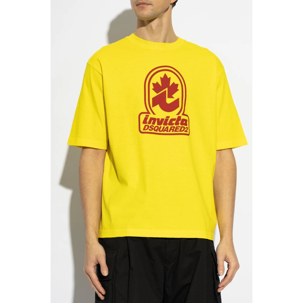 Dsquared2 T-shirt capsule 'Invicta' Yellow Heren