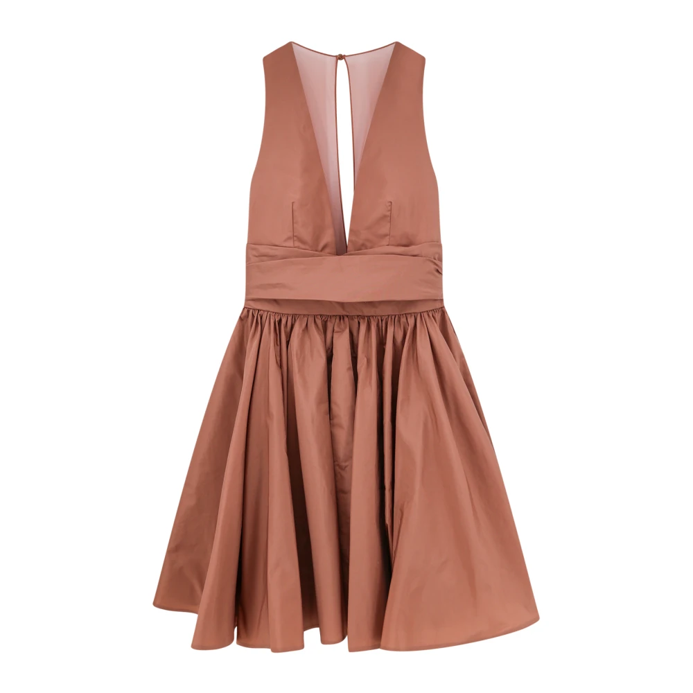 Pinko Bruine V-hals Mouwloze Jurk Brown Dames