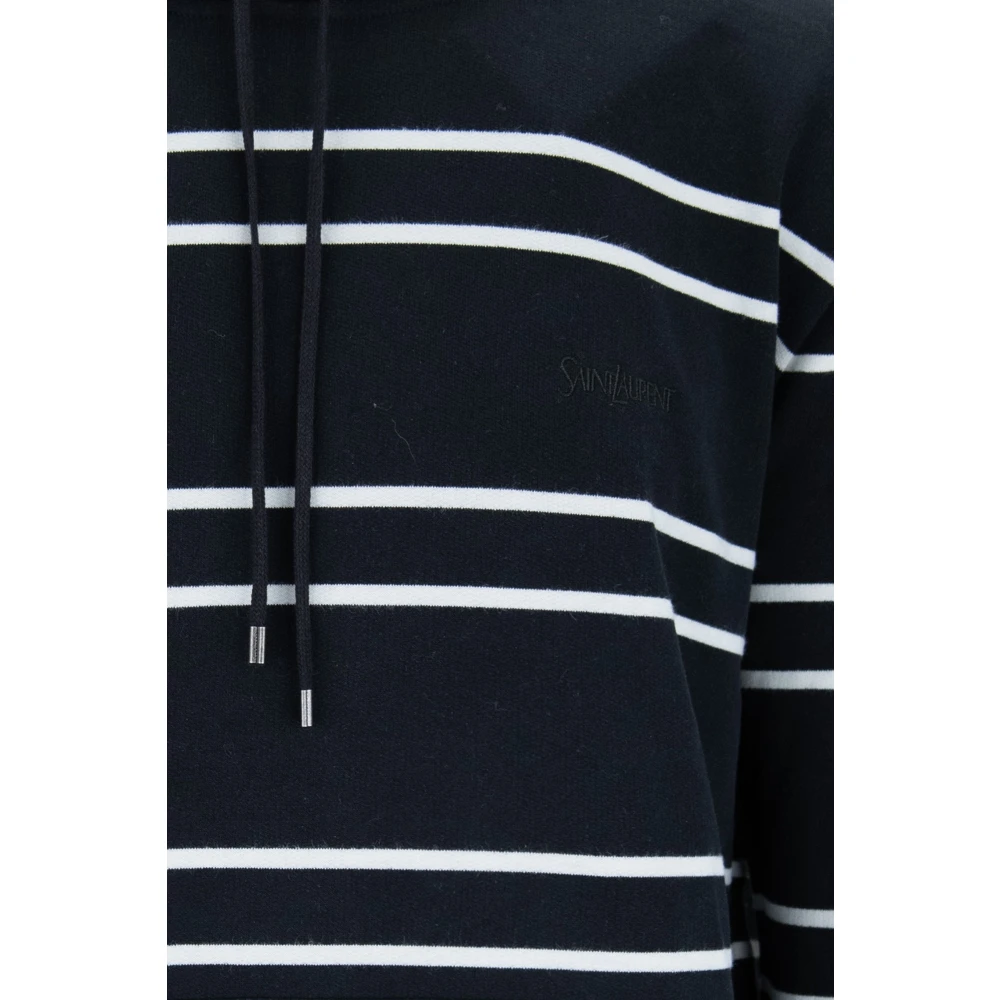Saint Laurent Hoodie van katoen met trekkoord Black Heren