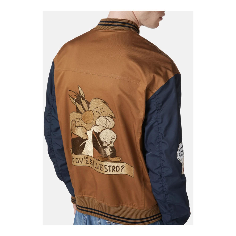 Iceberg Bruin en blauw regular fit jack in keperstof met contrasterende mouwen Multicolor Heren