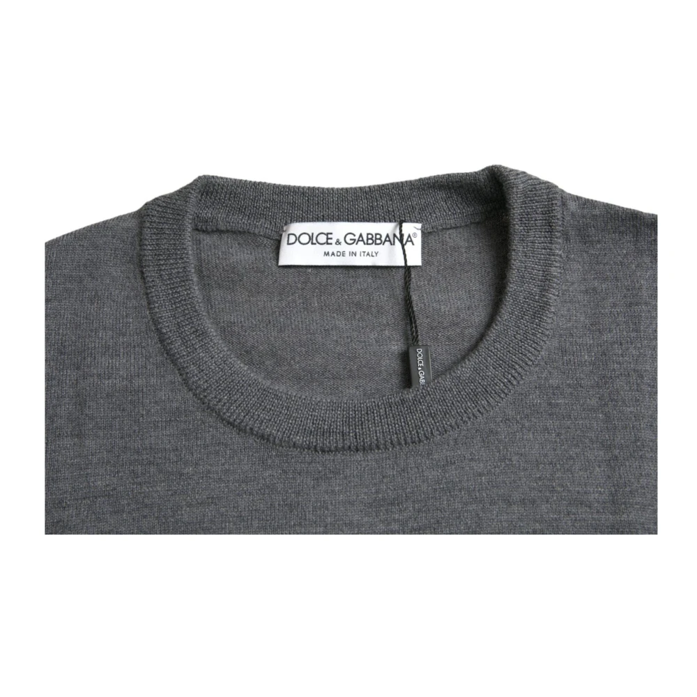 Dolce & Gabbana Donkergrijze Wol Crew Neck Sweater Gray Heren
