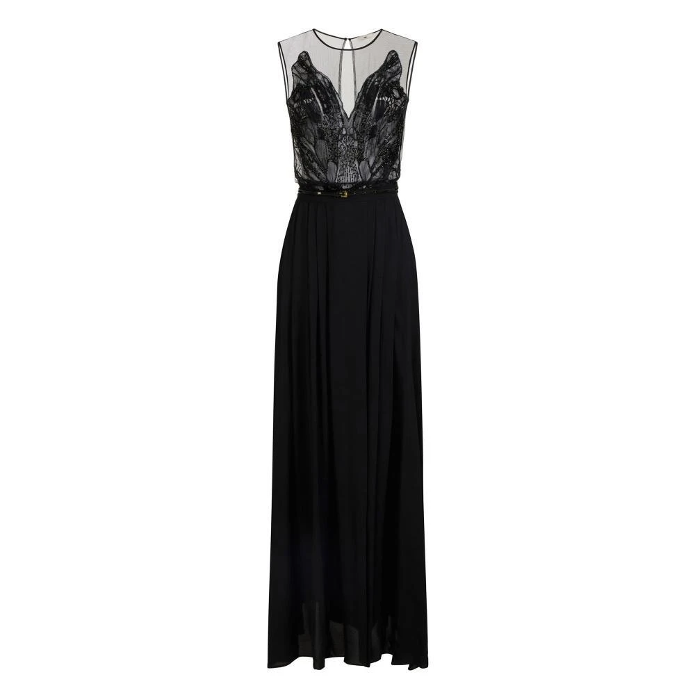 Elisabetta Franchi Black Gowns, Female, M, Red Carpet Tulle And Georgette Dress