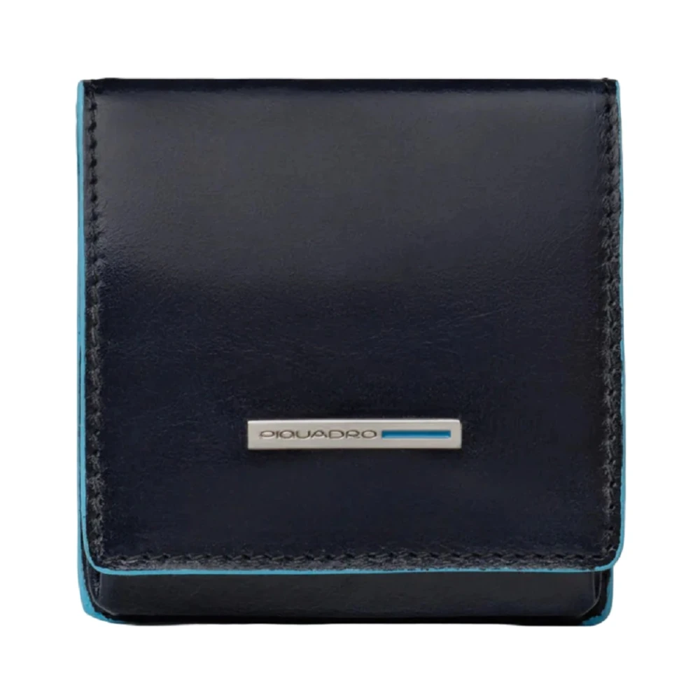 Piquadro Blauwe Vierkante Portemonnee met Knoopsluiting Blue Heren