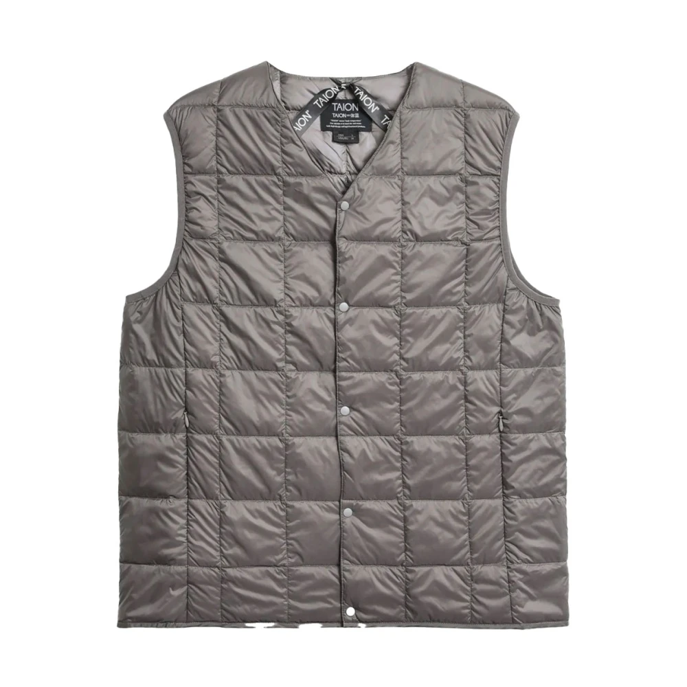 Taion Basis V-hals Geknoopte Binnenste Donsjas Gray Heren