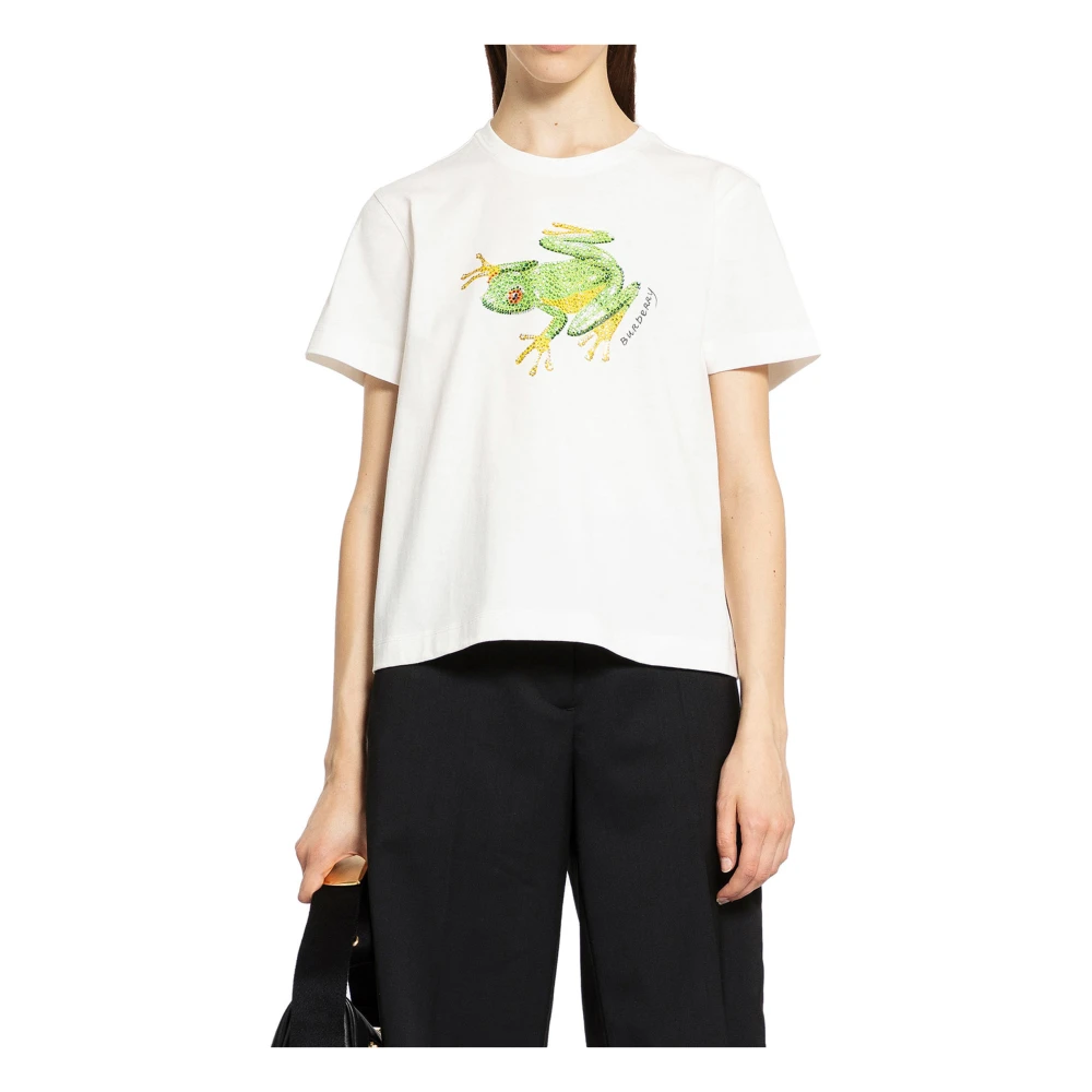 Burberry Kikker Grafische Print Boxy Fit T-shirt White Dames