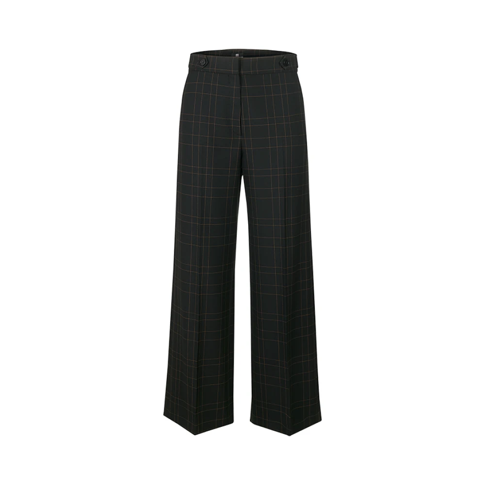 RIANI Wijde Pijpen Broek met Fijn Streepjespatroon Black Dames