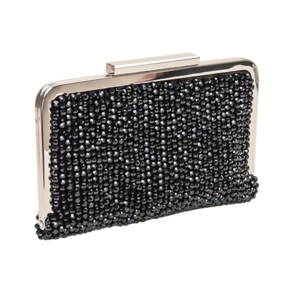 Twentyfour Zwarte Kristal Clutch Elegant Praktisch Black Dames