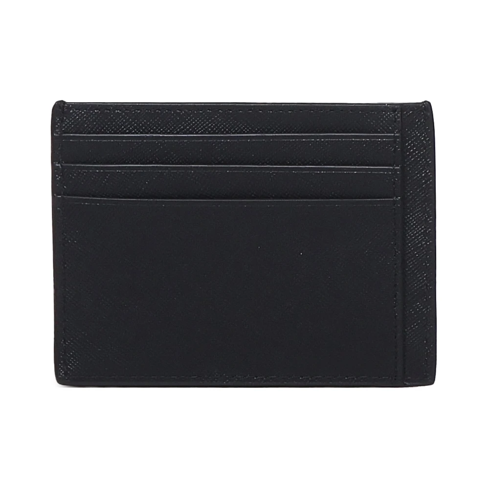 Calvin Klein Zwarte Leren Kaarthouder met Gouden Logo Black Heren