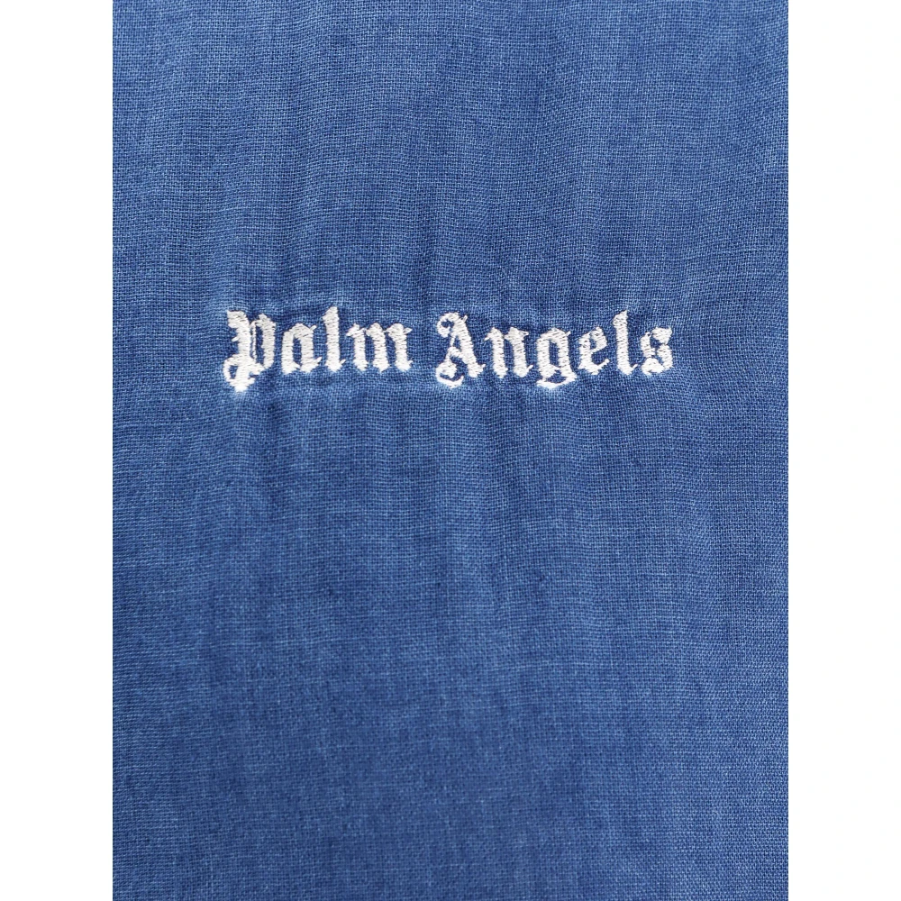 Palm Angels Blauwe Sweatshirt met Ritssluiting en Voorzakken Blue Dames
