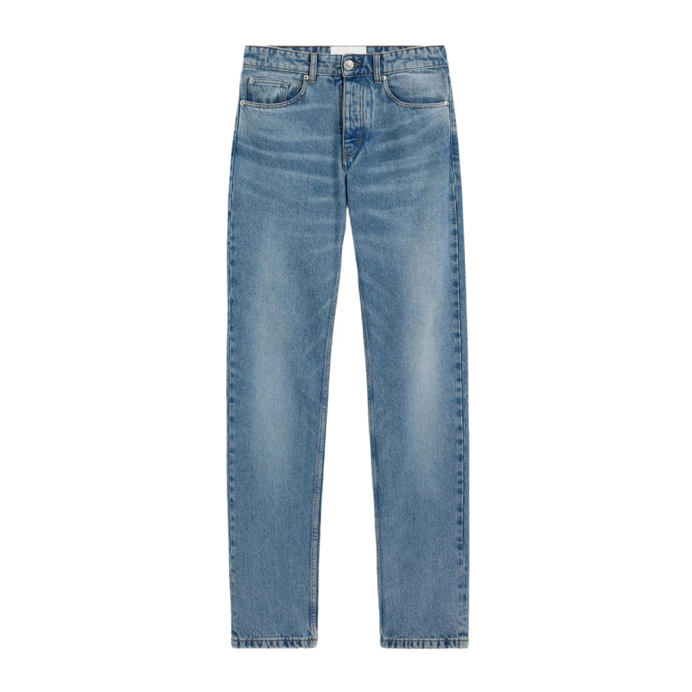 Ami Paris Blauwe Gebruikte Straight-Fit Denim Jeans Blue Heren