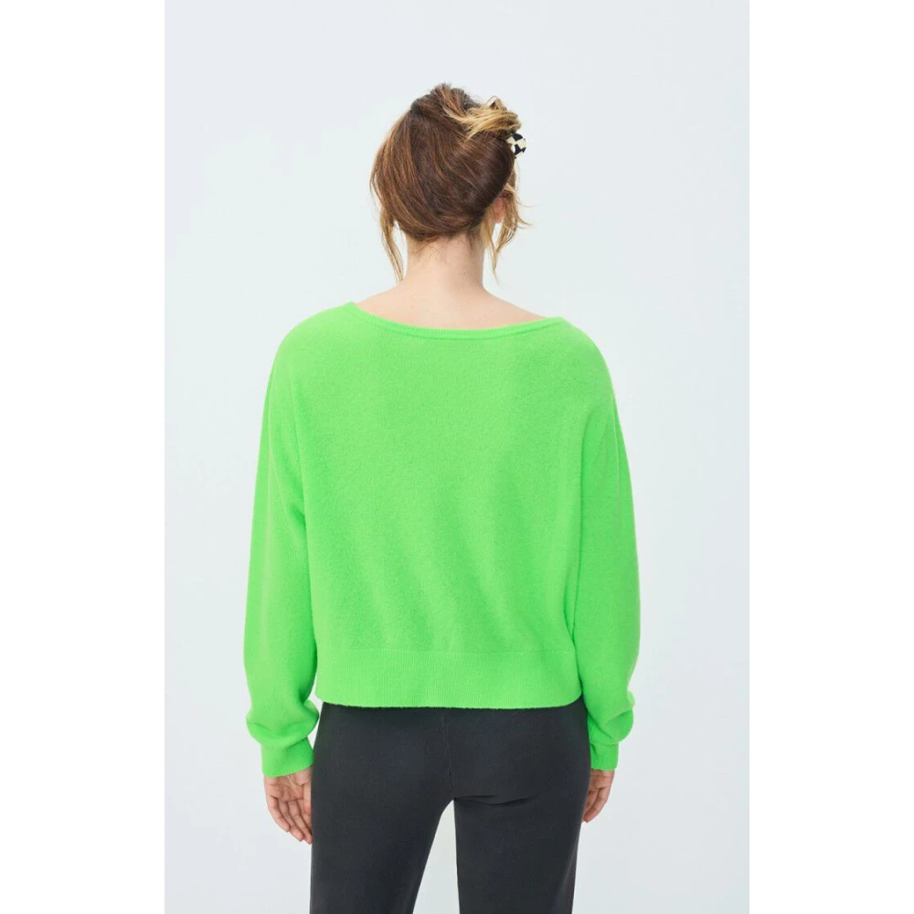 American vintage Fluorescerend Groen Wollen Trui Green Dames