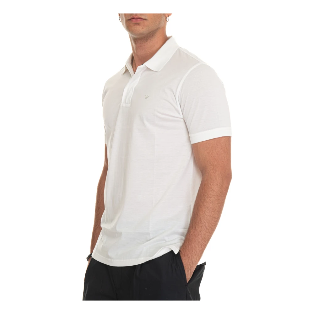 Emporio Armani Polo shirt met halve rits White Heren
