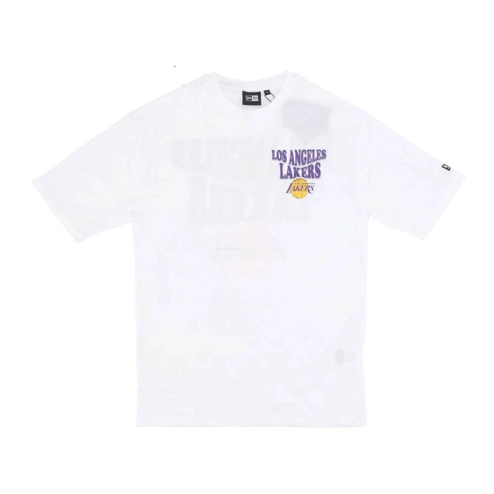 New Era Men's White/Purple Nba Script Lakers Tee