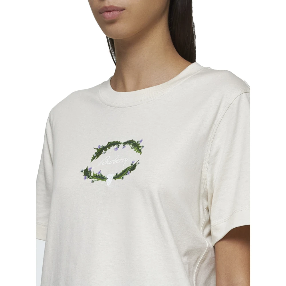 Burberry Multicolor Logo Crew Neck T-shirt White Dames