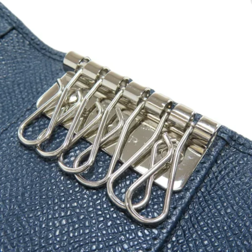Bvlgari Vintage Pre-owned Leather key-holders Blue Heren