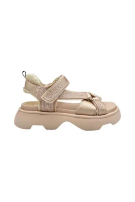 Satinsandaler med strass
