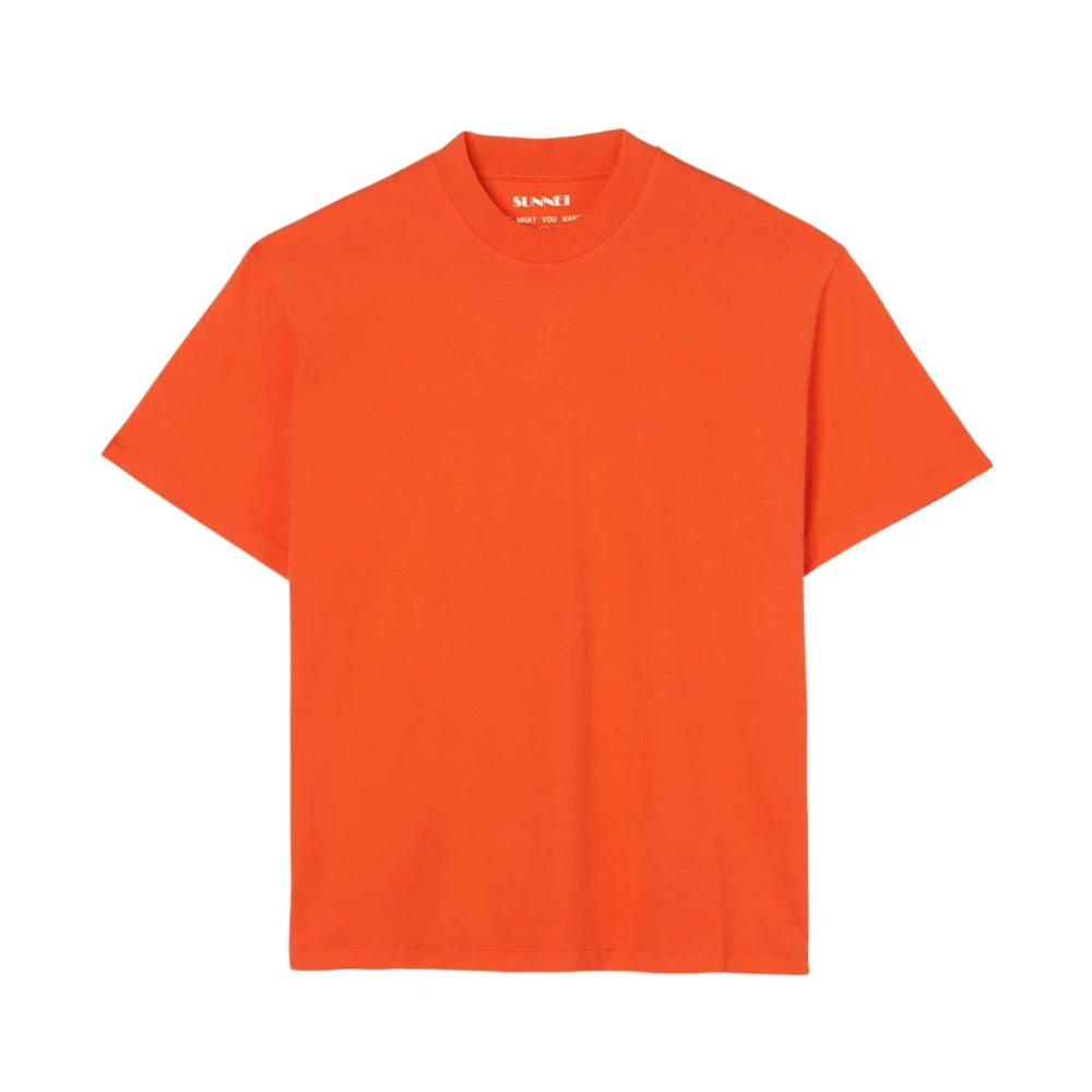 Sunnei Tangerine Katoenen T-shirt met Strijklogo Orange Heren