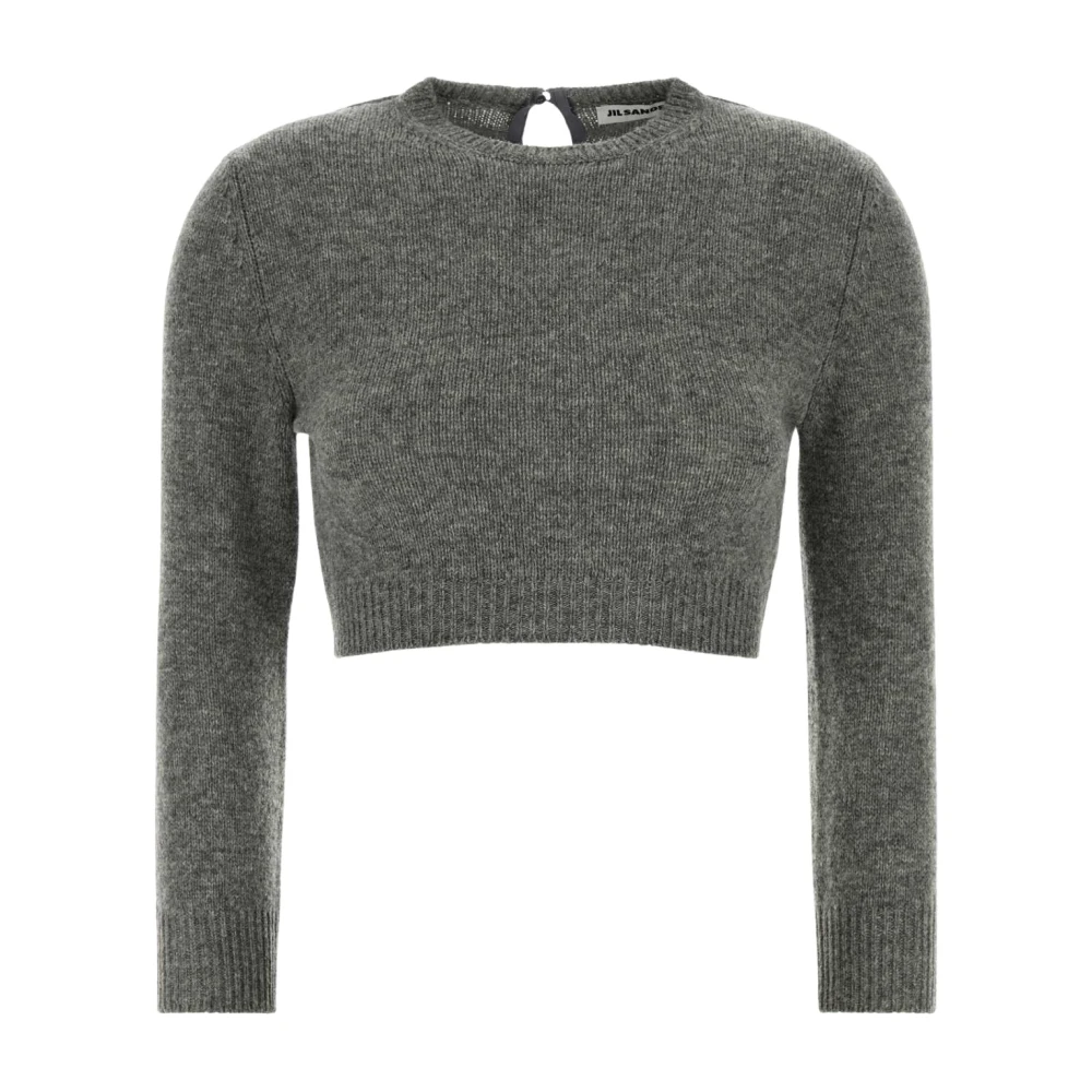 Jil Sander Women's Gray Cropped Wool Sweater