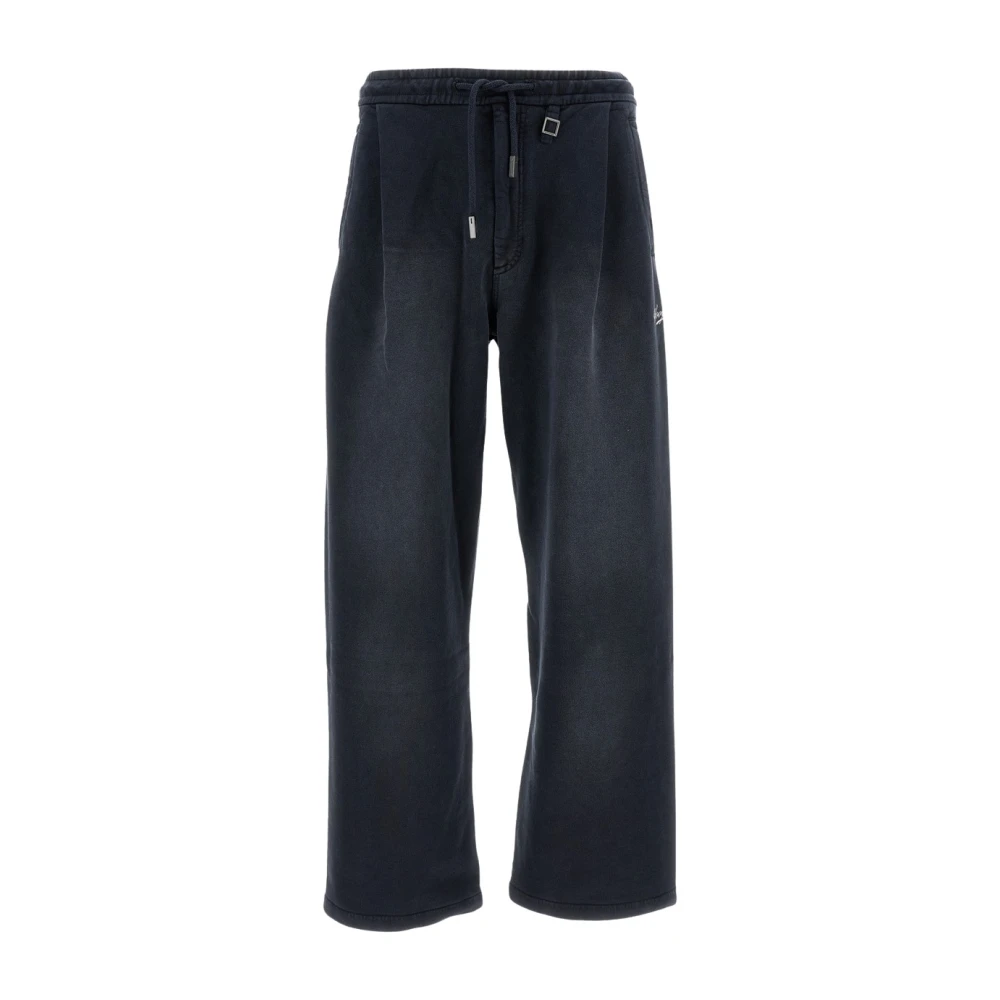 Wooyoungmi Men's Blue Wide Cotton Joggers - Sweatpants - S - Trousers
