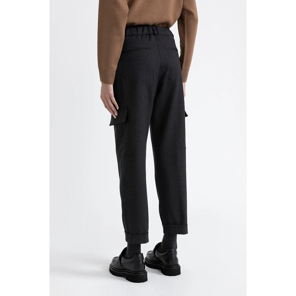 PESERICO Technische wollen flanellen cargobroek Gray Dames