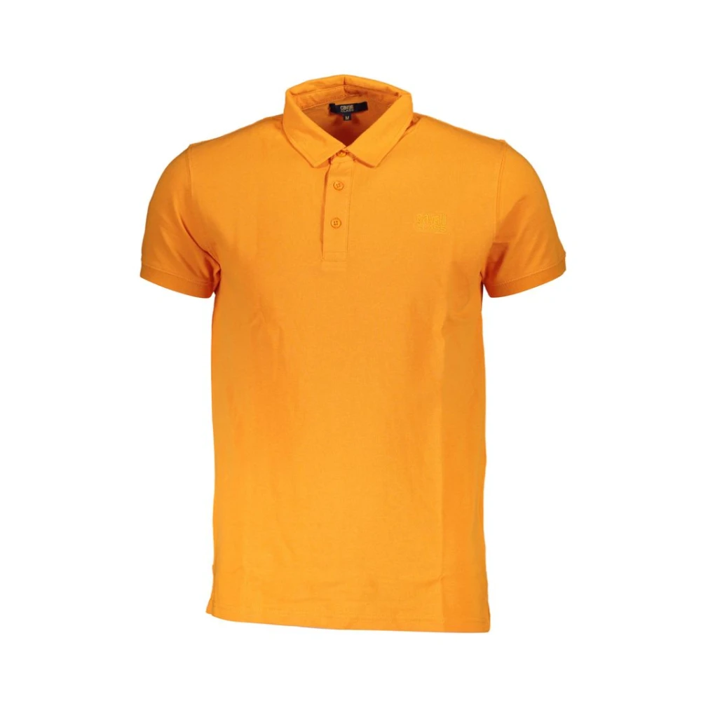 Cavalli Class Oranje Katoenen Poloshirt Geborduurd Logo Orange Heren