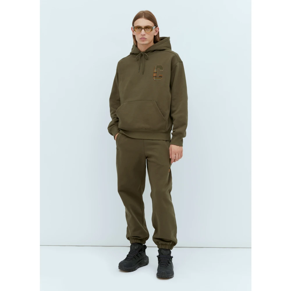 Carhartt WIP Geruite Motief Katoenen Fleece Trainingsbroek Green Heren
