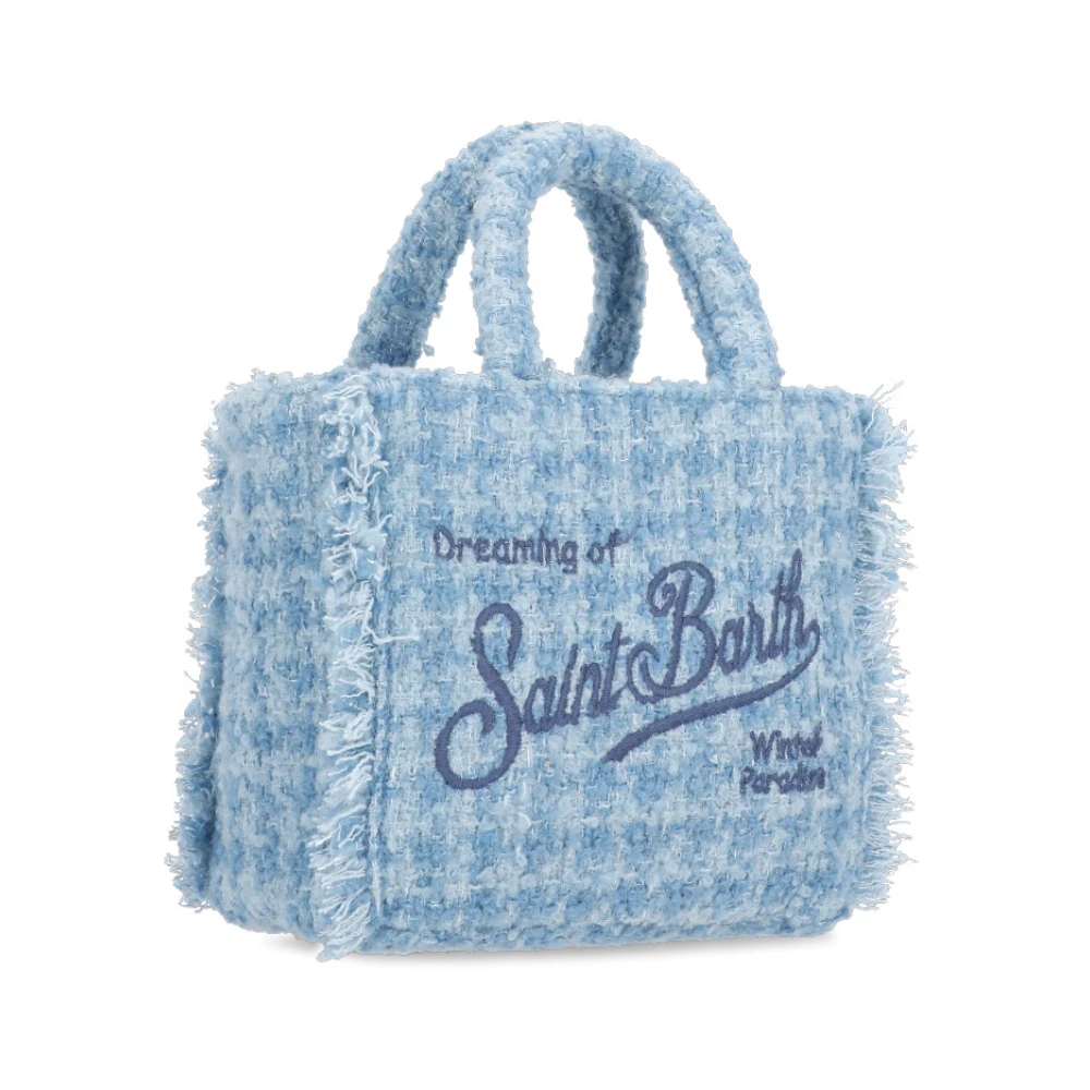 Saint Barth Blauwe Wollen Handtas met Franjes Blue Dames