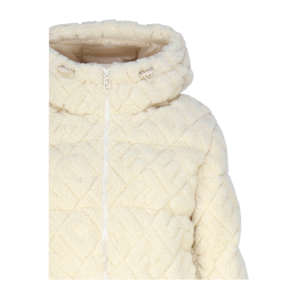 Fendi Logo FF Wol Alpaca Jas White Dames