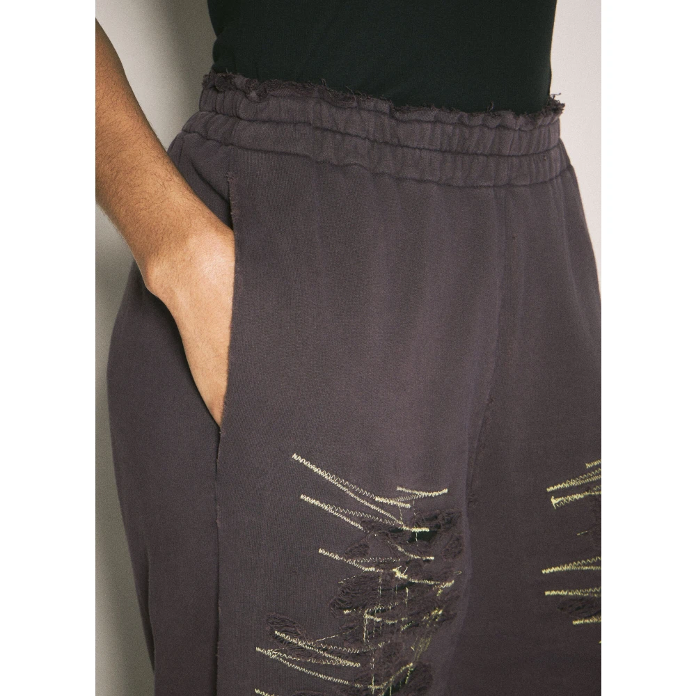 MM6 Maison Margiela Distressed Cotton Wide-Leg Track Pants Purple Dames