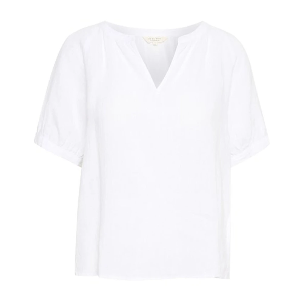 Part Two Women's White Bright Linen Blouse With Puff Sleeves - Blouses - Xl - Blouses & Shirts