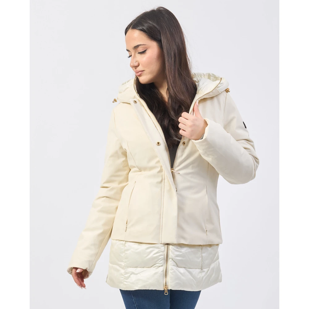 YES ZEE Ivoor Gewatteerde Hoodiejas Beige Dames