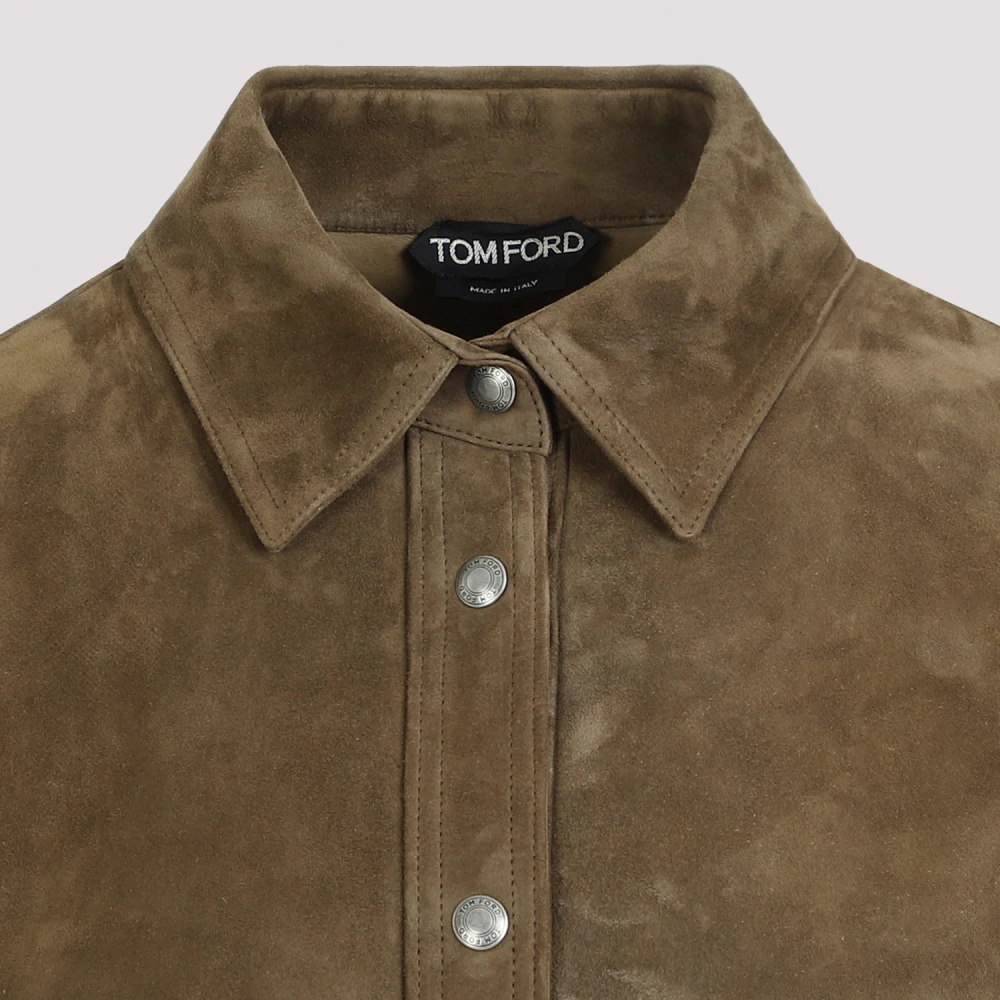 Tom Ford Zacht Suède Shirt in Sepia Green Dames