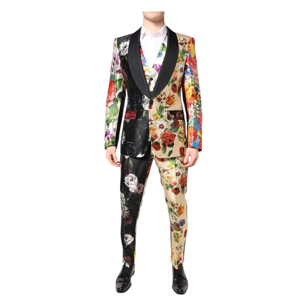 Dolce & Gabbana Multicolor Floral Silk 3 Piece Suit - Male - Single Breasted Suits - Multicolor - M - Suits