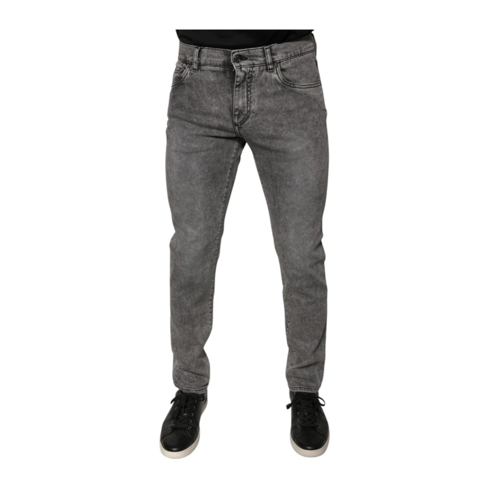 Dolce & Gabbana Men's Gray Acid Wash Skinny Denim Jeans