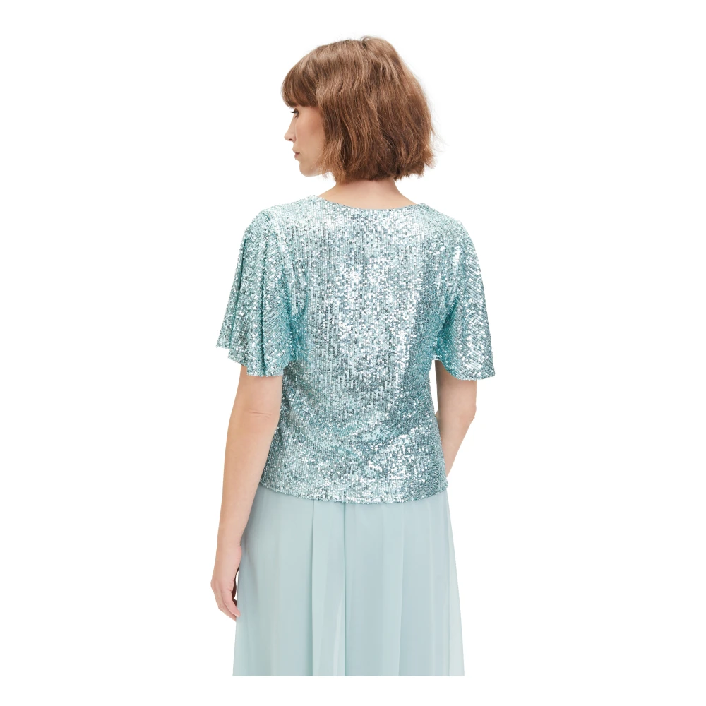 Vera Mont Pailletblouse korte mouw Green Dames