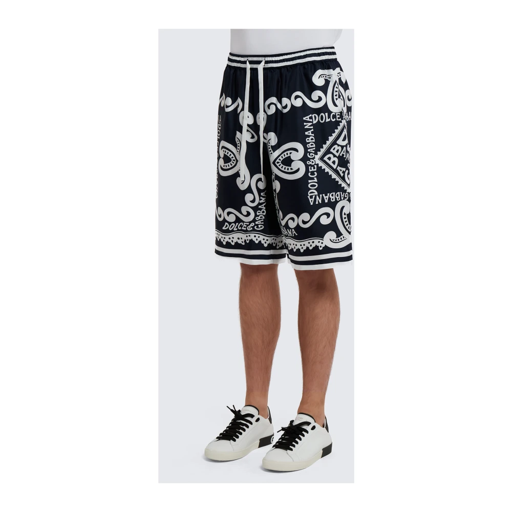 Dolce & Gabbana Marina Bedrukte Zijden Bermuda Shorts Multicolor Heren