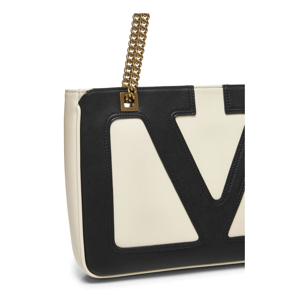 Valentino Garavani Maxi VLogo Signature Leren Schoudertas Beige Dames