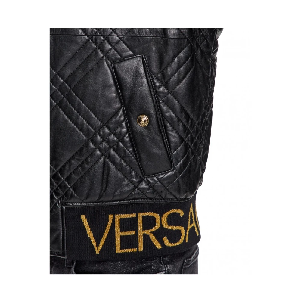 Versace Jeans Couture Tijdloos Zwart Leren Jas Black Heren