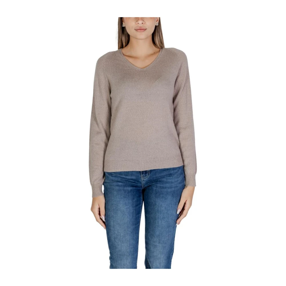 Sandro Ferrone Merino Wol Gebreid T-Shirt Gray Dames