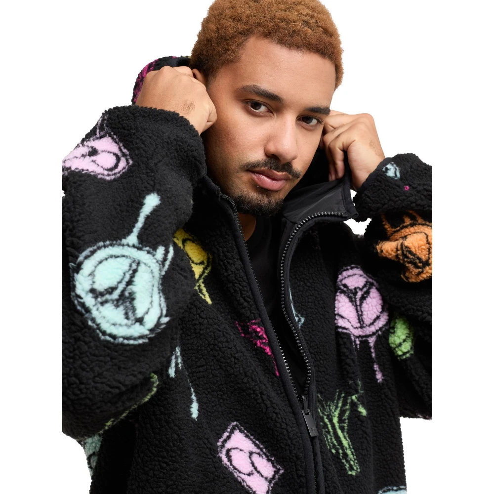 carlo colucci Omkeerbare Teddy Fleece Jas Black Heren
