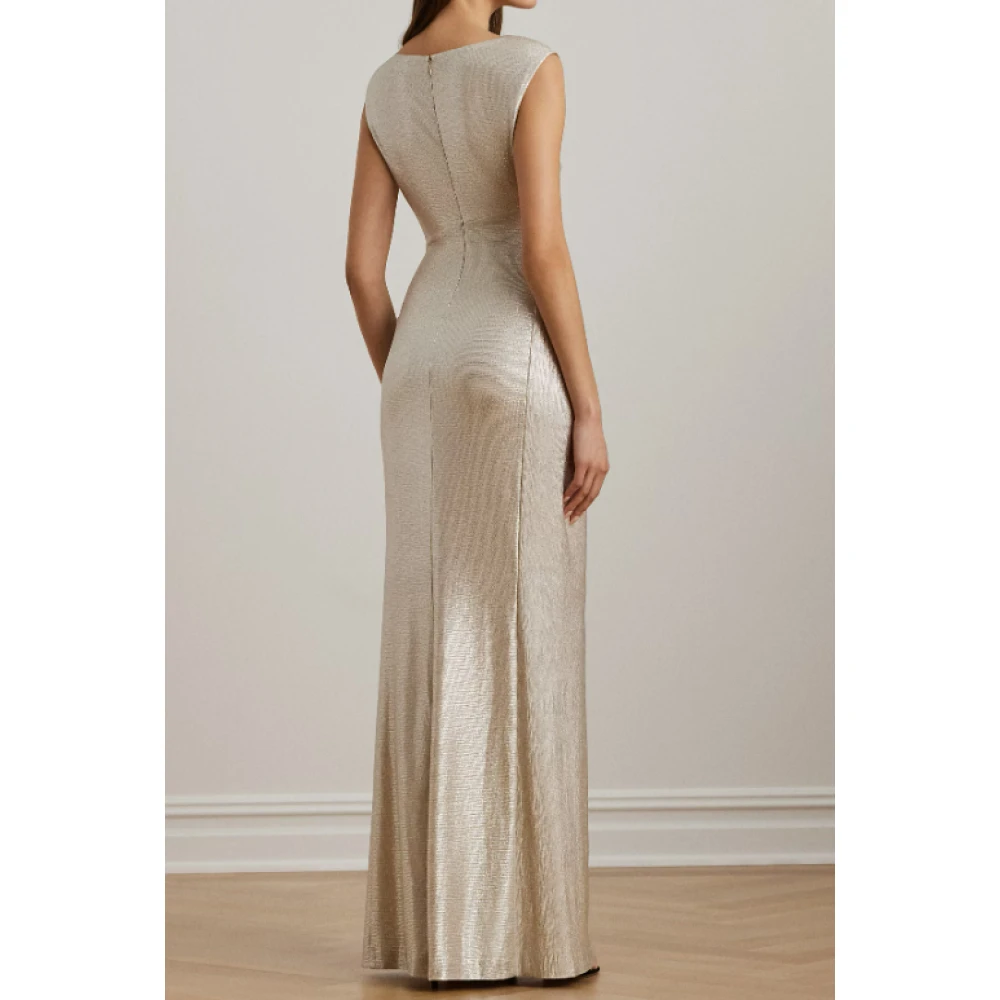 Ralph Lauren Metallic Knit Gown Beige Dames