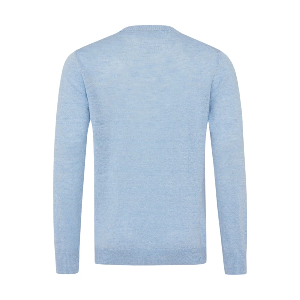 Oscar Jacobson Lichtblauwe Linnen Ronde hals Sweater Blue Heren