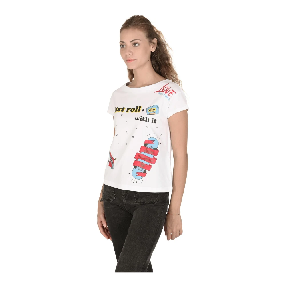 Love Moschino Wit Katoenen T-shirt White Dames