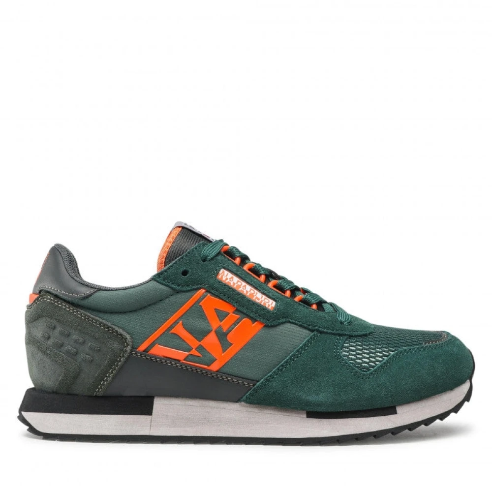 Napapijri Groene leren sneakers met D-ringen Heren Schoenen