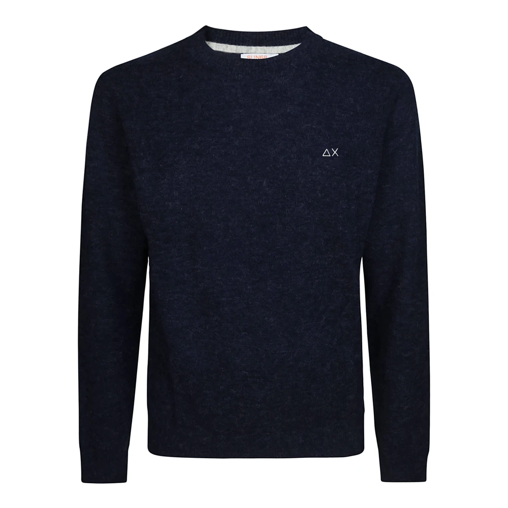 Sun68 Alpaca Solid Ronde Trui Blue Heren
