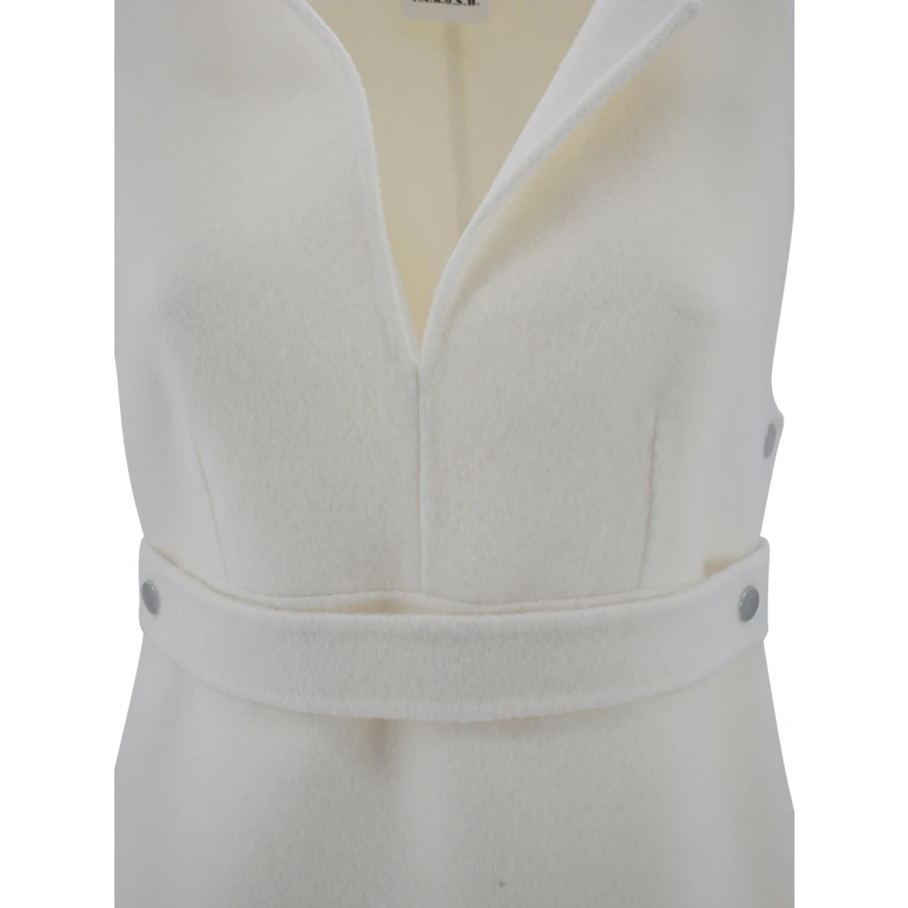 P.a.r.o.s.h. Roomwitte Wollen Jas met Riem Beige Dames