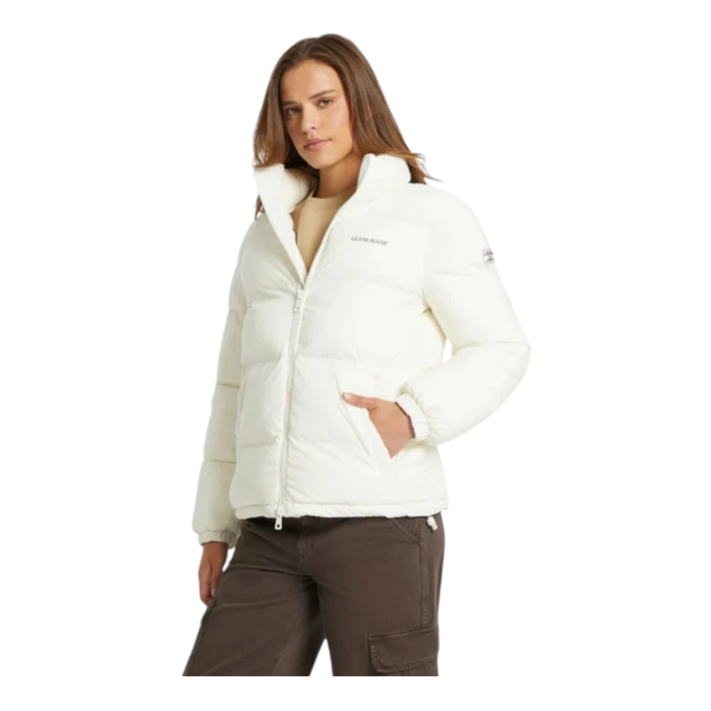 Guess White Puffer Jacket - Female - Down Jackets - L - Jackets