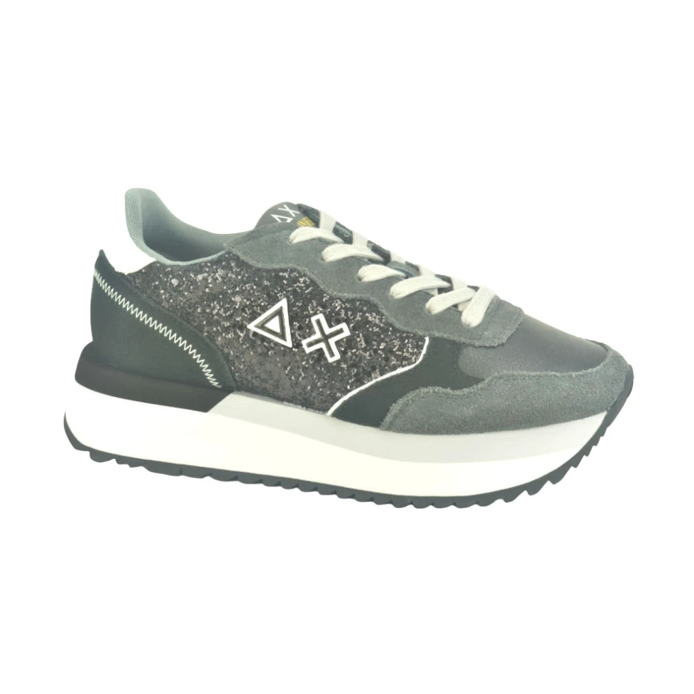 Sun68 Glitter Runner Zwarte Stijlvolle Sneakers Dames Schoenen
