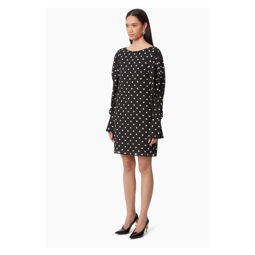 Nina Ricci Zwarte Gerimpelde Mouw Mini Jurk Black Dames